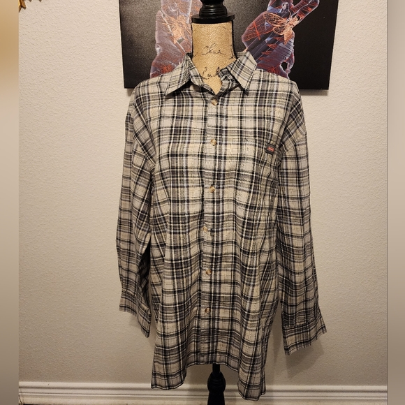 Dickies Other - Dickies Grey Flannel Casual Button Down Long Sleeve Shirt XL
